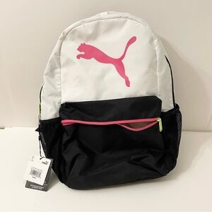 Puma Backpack White Black with Pink Logo